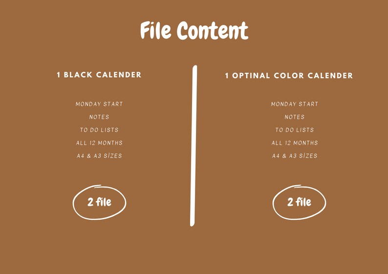 2023 Calendar, Printable Monthly Planner 2023, A3 / A4 Sizes, Vertical