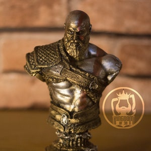 STATUE God of War Kratos, cadeau jeu vidéo, buste de Kratos, figurine, collier métallique, objet de collection, 7 pouces, impression 3D, sculpture image 1