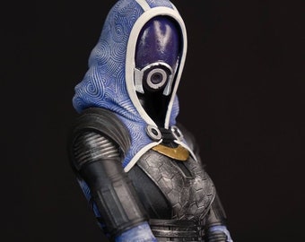 Tali'Zorah Nar Rayya Bust, Mass Effect 3 Statue, Professional Handmade Painting, Gift Gor Gamer