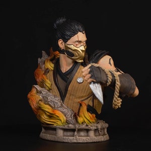 Mortal Kombat Scorpion Bust, Custom Collectibles Statue, Video Games Gift, Scorpion figurine