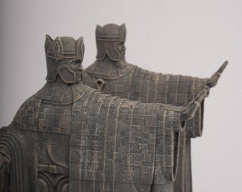 Sujetalibros de Argonath, estatuas de reyes de fantasía, escultura de guardianes del río, decoración hecha a mano con aspecto de piedra, regalo coleccionable inspirado en películas.