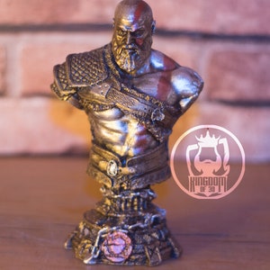 STATUE God of War Kratos, cadeau jeu vidéo, buste de Kratos, figurine, collier métallique, objet de collection, 7 pouces, impression 3D, sculpture image 2