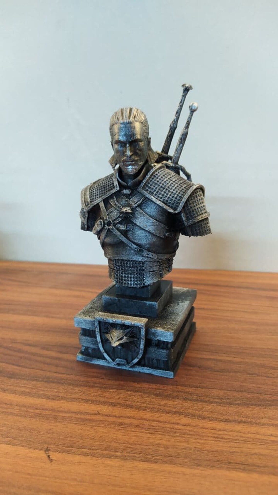 Geralt bust 6 ınc witcher statue monochrome silver geralt of Etsy