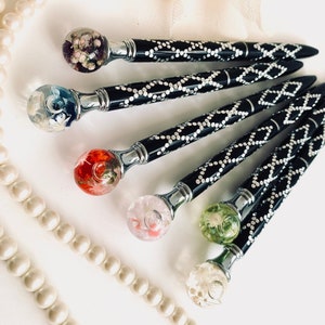 Herbarium Pen with Real Flowers & Pearls – Ideal for Any Occasion, Elegant Ballpoint Pen, Individually handmade, Great gift