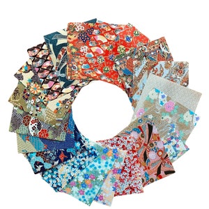 Bunt Japanisches Washi Papier Bündel - 20 Gemischte Yuzen Chiyogami Blätter, Origami papier 7,5 cm im Quadrat, für DIY Basteln