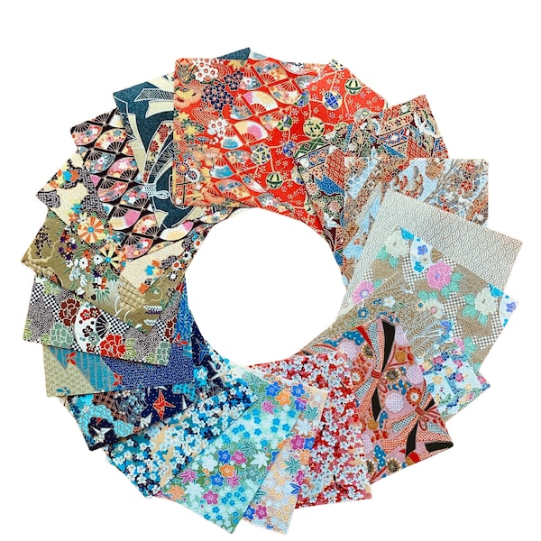 Japanisches Washi Yuzen Chiyogami, Origami Papier 7,5cm quadratisch, Gemischt 20 Blatt, für Papierbasteln und Kartenherstellung