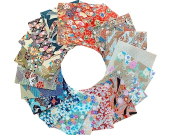 Japanisches Washi Yuzen Chiyogami, Origami Papier 7,5cm quadratisch, Gemischt 20 Blatt, für Papierbasteln und Kartenherstellung