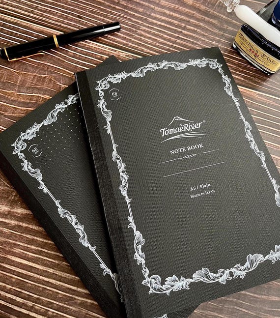 Tomoe River 68 gsm Notebook -  New Sanzen Tomoe River, Perfect for fountain pens, A5 journal, 5mm Dot Grid / Plain, White Paper