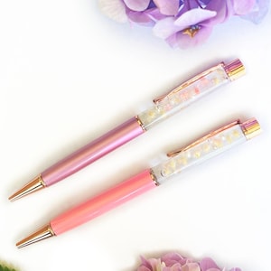 Elegant Rose Gold Herbarium Pen with Real Flowers & Pearls - Unique Gift Idea Herbarium pen,  High Quality  Ballpoint Pen