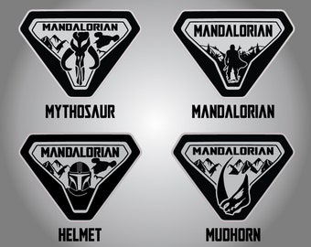 Insignia emblema de escudo de Mandaloriano, Mitosaurio, Cuerno de Lodo y Navaja (VENDIDA en par)
