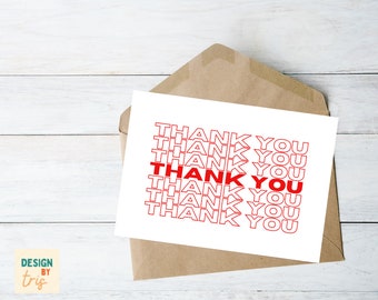 Thank You Grocery/Shopping Bag Thank You Card- Digital Download Template, Printable