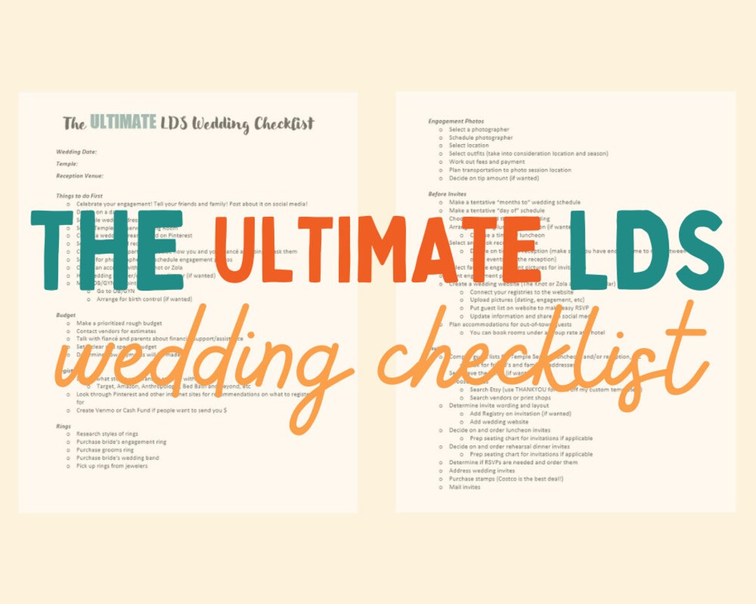 The ULTIMATE LDS Wedding Checklist, 10 Pages, Digital Download, Wedding