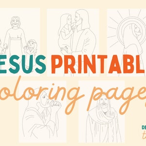 Jesus Printable Coloring Pages, 5 Pages, Digital Download