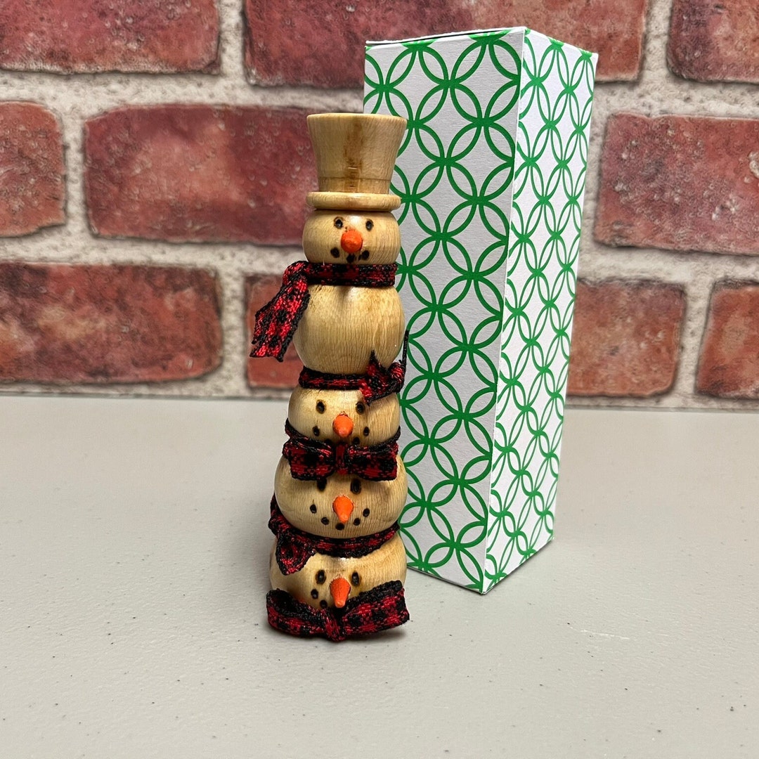 Snowman Stack Handcrafted Hardwood Snowman Stack, Tiered Tray Decor - Etsy