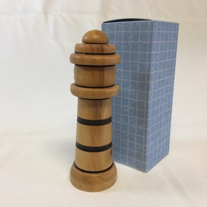 Handcrafted Sycamore Wood Lighthouse: Coastal Decor