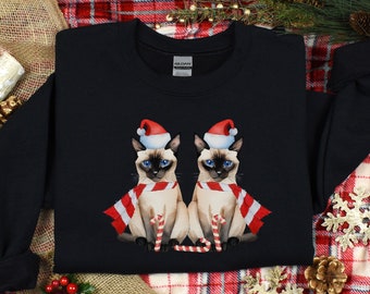 Sudadera de gato siamés, suéter de mamá gato siamés, camisa de gato de Navidad, regalos temáticos de gatos, regalos para gente de gatos, suéter de mamá gato de Navidad