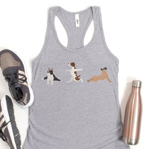 yoga and dog racerback tank, dog yoga pose, cute yoga tank, yoga with dog, yoga instructor gift, that dog shirt, yoga lover animal yoga tank