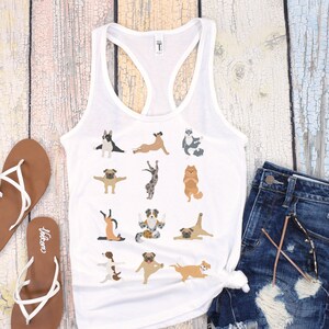 yoga and dog racerback tank, dog yoga pose, cute yoga tank, yoga with dog, yoga instructor gift, that dog shirt, yoga lover animal yoga tank