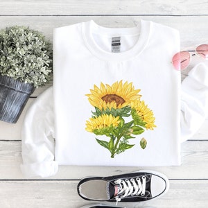 sunflower sweatshirt, sunflower gift, flower sweater, botanical sweatshirt cottagecore sweatshirt, plant sweatshirt floral sunflower sweater