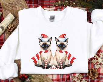 Sudadera de gato siamés, camisa de gato de Navidad, gato siamés, regalos temáticos de gatos, suéter de mamá gato de Navidad, sudadera de papá gato, dueño de gato