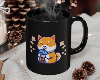 shiba mug, shiba inu, fueled by boba, boba gifts, shiba inu gift, shiba, shiba inu mug, dog mom mug, dog lover gift, dog people, dog dad mug