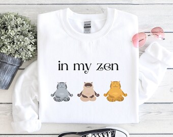 cat yoga sweatshirt, self care sweatshirt, funny cat sweatshirt, kind sweatshirt, yoga lover, cat mom hoodie, homebody sweatshirt, zen shirt