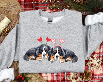 Bernese mountain dog mom sweatshirt, dog valentine sweatshirt, dog mom crewneck, Bernese dog gifts, valentines crewneck, pet sweatshirt, dog
