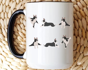Boston Terrier mug, yoga dog mug, yoga coffee mug, coffee lover, dog yoga pose, cute yoga dog, dogs doing yoga, dog mama mug, yoga lover