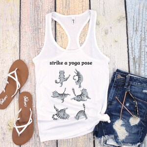 cat yoga tank top, racerback tank, cute cat tank top, yoga tank top, cat lover gift, yoga clothing, funny yoga and cat, yoga instructor gift