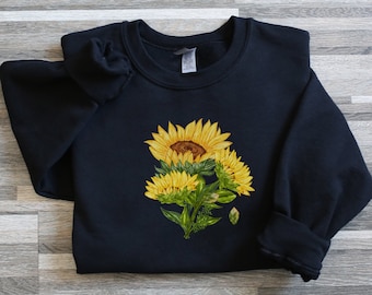 sunflower sweatshirt, sunflower gift, flower sweater, botanical sweatshirt cottagecore sweatshirt, plant sweatshirt floral sunflower sweater