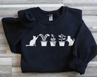 cats and plants sweatshirt, plants and cats, plant lover gift, houseplant cats sweater, gardening gift, cat lover gift, cat mom gift sweater