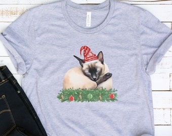 Siamese cat shirt, Christmas cat shirt, cat themed gift, Siamese cat lover, Siamese cat gift, Siamese cat, cat mama shirt, cat person gift