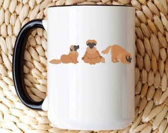 leonberger coffee mug, leonberger mug, leonberger gift, dog yoga pose, yoga with dog, dog lover gift, leonberger gifts, leonberger mom, yoga