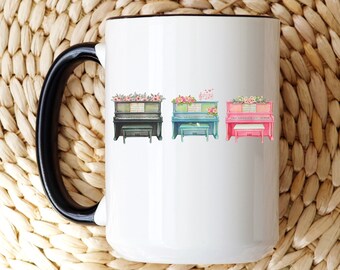 piano mug, piano gifts, piano teacher gift, piano coffee mug, music teacher mug, upright piano, piano student gifts, hot chocolate mug, gift