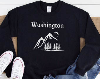 WA sweatshirt, pnw sweatshirt, pnw sweater, Pacific Northwest crewneck, Washington Evergreen State, pnw apparel, Oregon outdoor sweatshirt