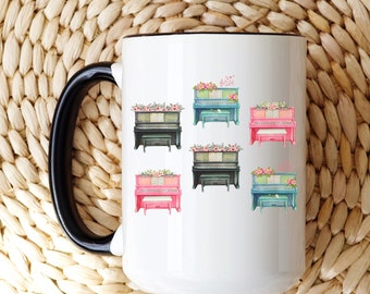 piano mug, piano gifts, piano teacher gift, piano coffee mug, music teacher mug, upright piano, piano student gifts, hot chocolate mug, mug