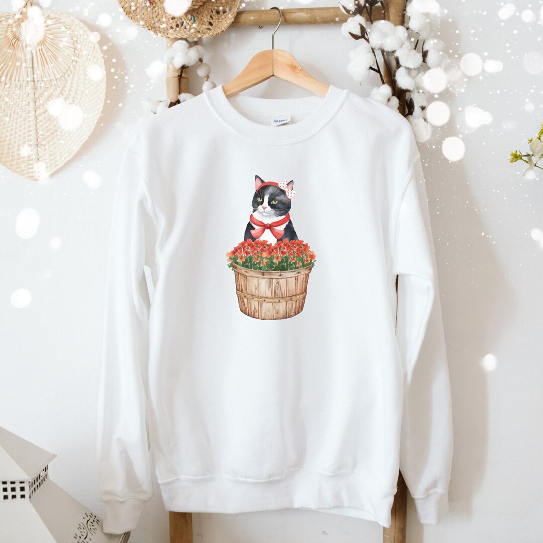 Tuxedo Cat Sweatshirt, Cat Mom Hoodie, Black Cat Valentines, Cat Mom ...