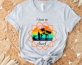 retro surfer shirt, surfing lovers shirts, vintage retro surfing t-shirt, gift for surfer, beach tee, surfing tees, female surfer shirt