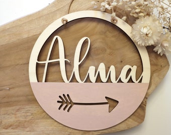 Personalisiertes Namensschild aus Holz | Handmade | Türschild | Babygeschenk | Kinderzimmer | Alma