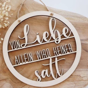 Wooden sign | Kitchen sign | Kitchen | Door sign | "No one will be satisfied with love alone"