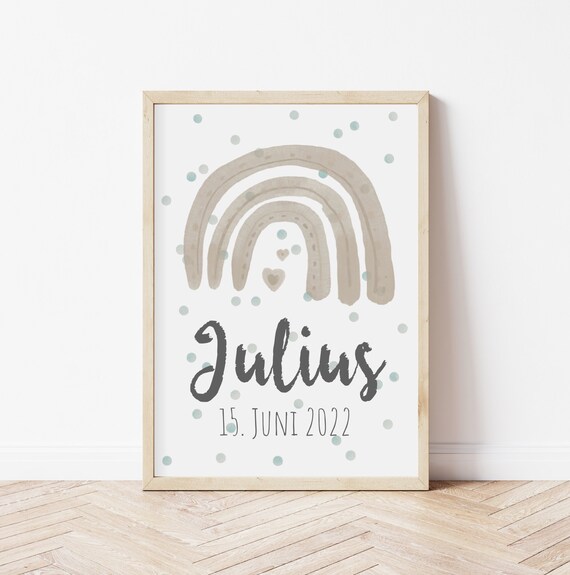Poster Personalized Children's Room Name Date of Etsy