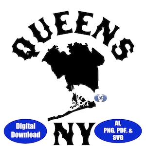 Queens New York City SVG, DXF, Adobe Illustrator e PNG Scarica la versione 1