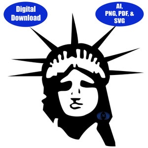 Cabeça da Estátua da Liberdade de Nova York SVG, PDF, Adobe Illustrator e PNG download digital apenas