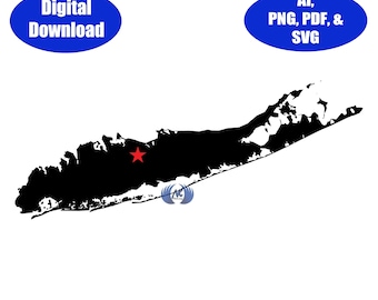 Star Inside of Long Island New York SVG, DXF, Adobe Illustrator & PNG Download