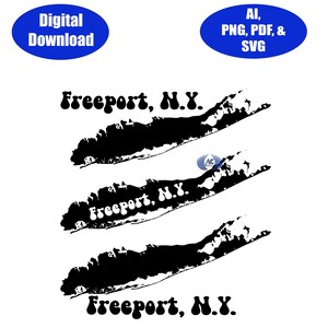 Città personalizzate di Long Island New York SVG, DXF, Adobe Illustrator e PNG solo download digitale