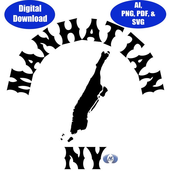Manhattan New York City SVG, DXF, Adobe Illustrator & PNG Download Version 1