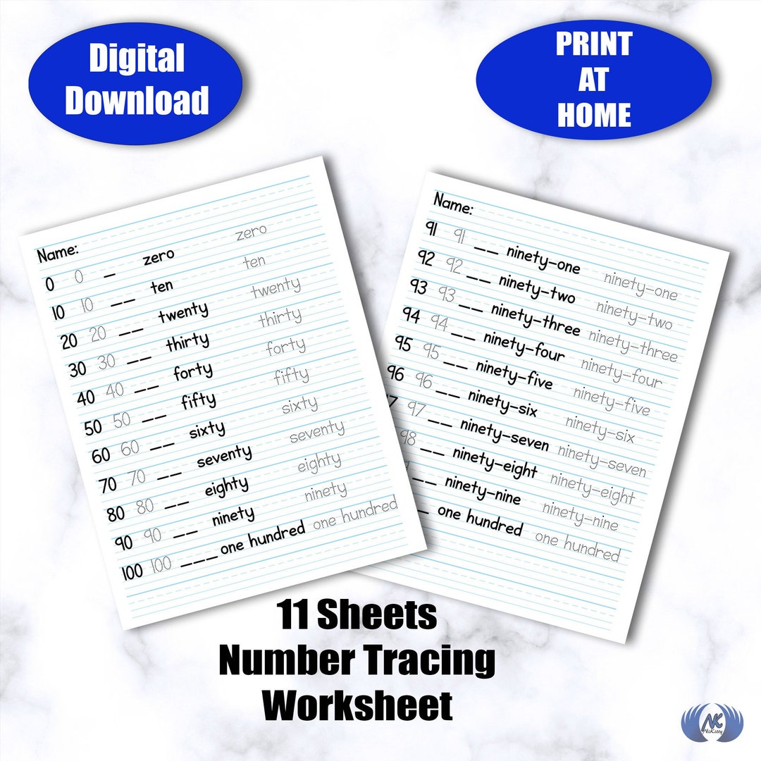 Printable Number Tracing Worksheets, Handwriting Practice - Etsy