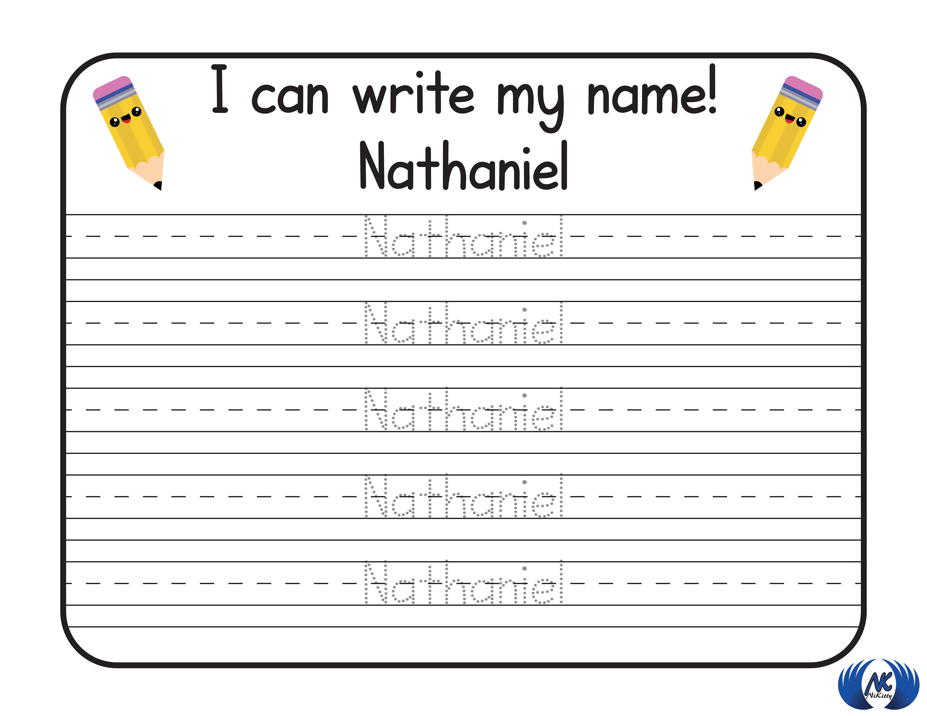 printable custom name tracing worksheet name practice sheet etsy