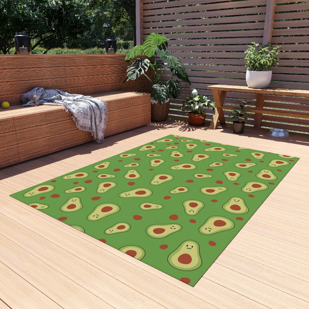 Avocado Pattern Outdoor Rug, Garden Decor, Picnic Mat, Patio Floor ...