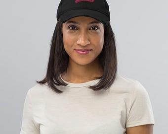 Distressed Dad Hat, Wifey Hat in Black and Pink, Casual Cap, Women's Baseball Cap, Husband Gift, Statement Hat